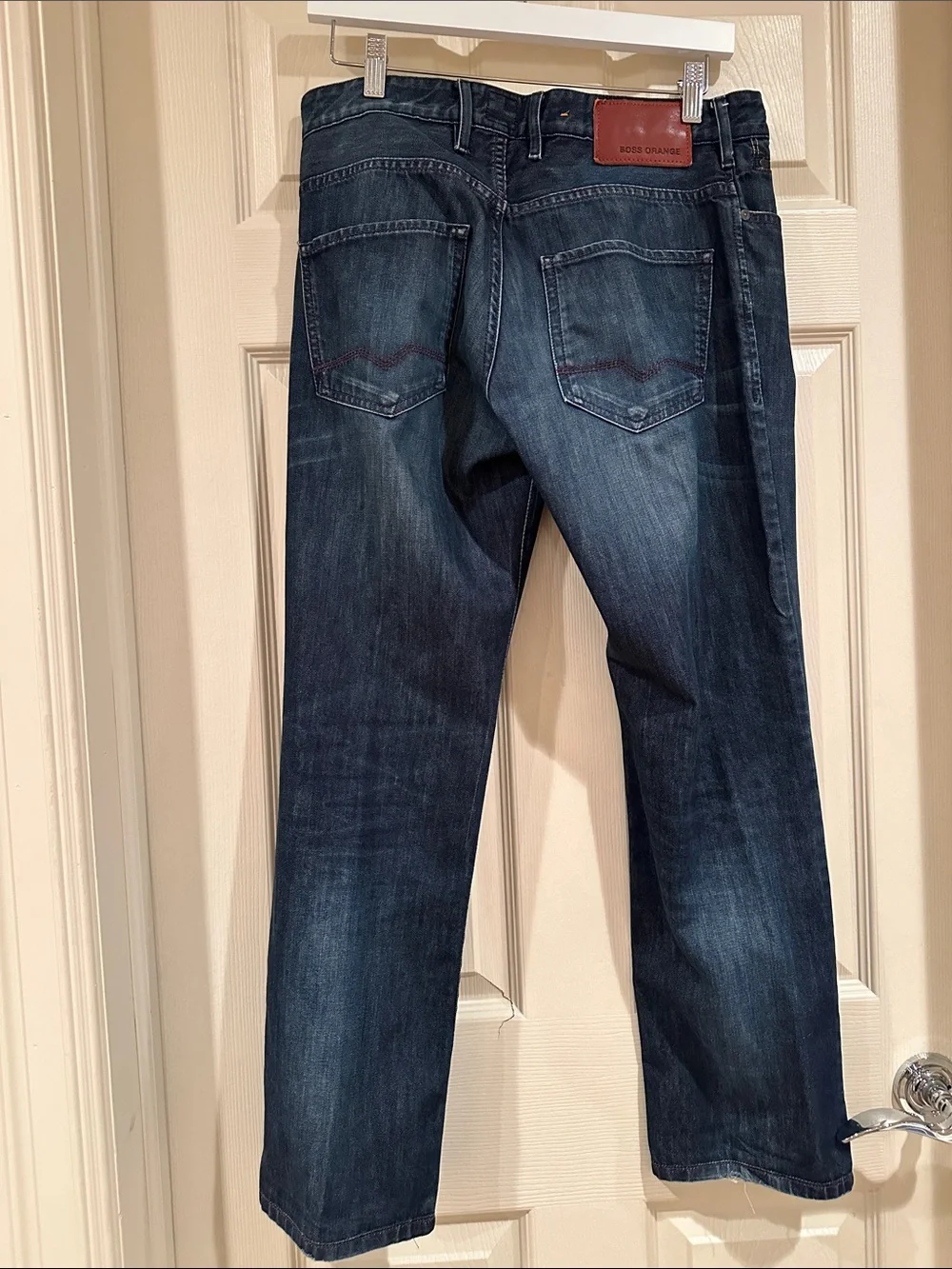 BOSS ORANGE Men's Dark Blue Straight Jeans